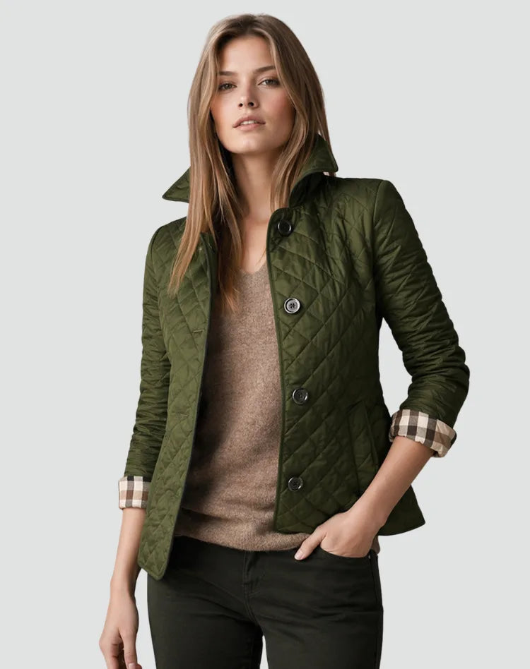 Quilted Women's Jacket with Check Pattern