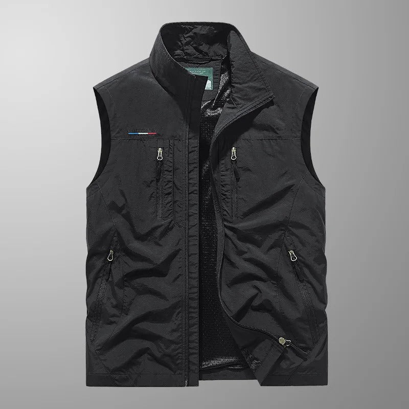 Men's Bodywarmer with Zip and Stand-Up Collar Outdoor Gilet