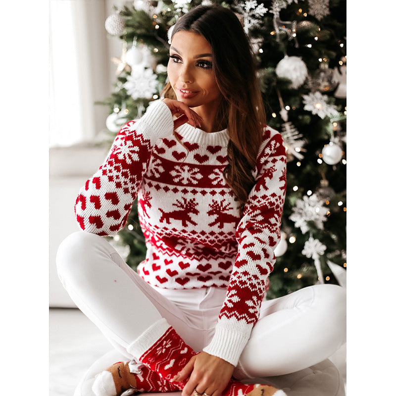 Karin | Women's Soft Jacquard Christmas Sweater with Reindeer and Snowflake Design