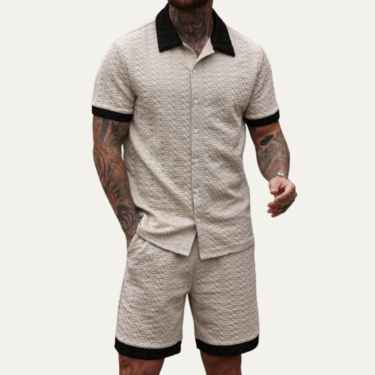 The Willowgate Ridge Men’s Knitted Summer Co-Ord Set Shirt & Shorts