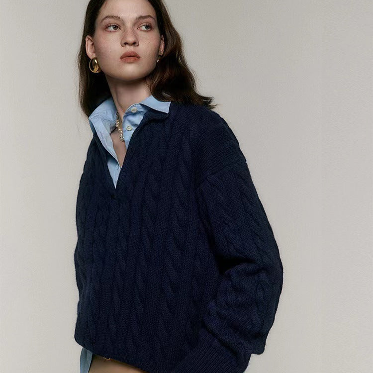 Pure Wool Polo Sweater