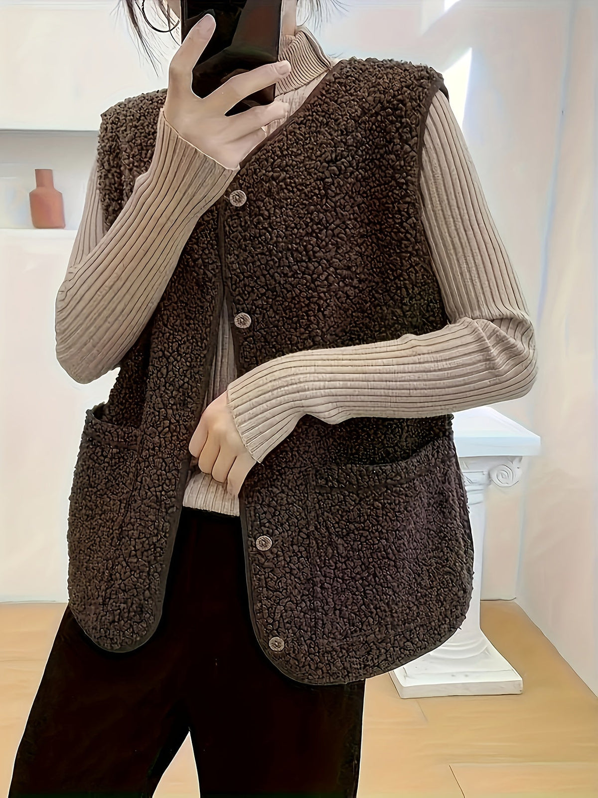 Estella | Textured Button-Down Vest