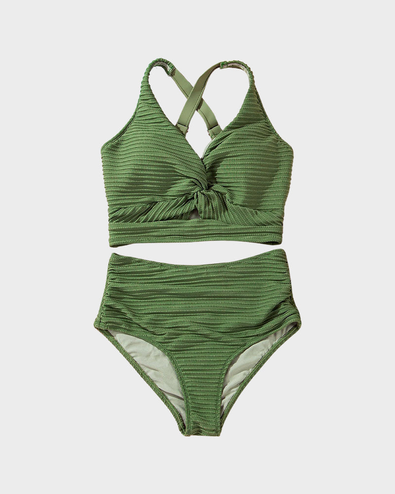 Ribbed High-Waisted Bikini Set for Women