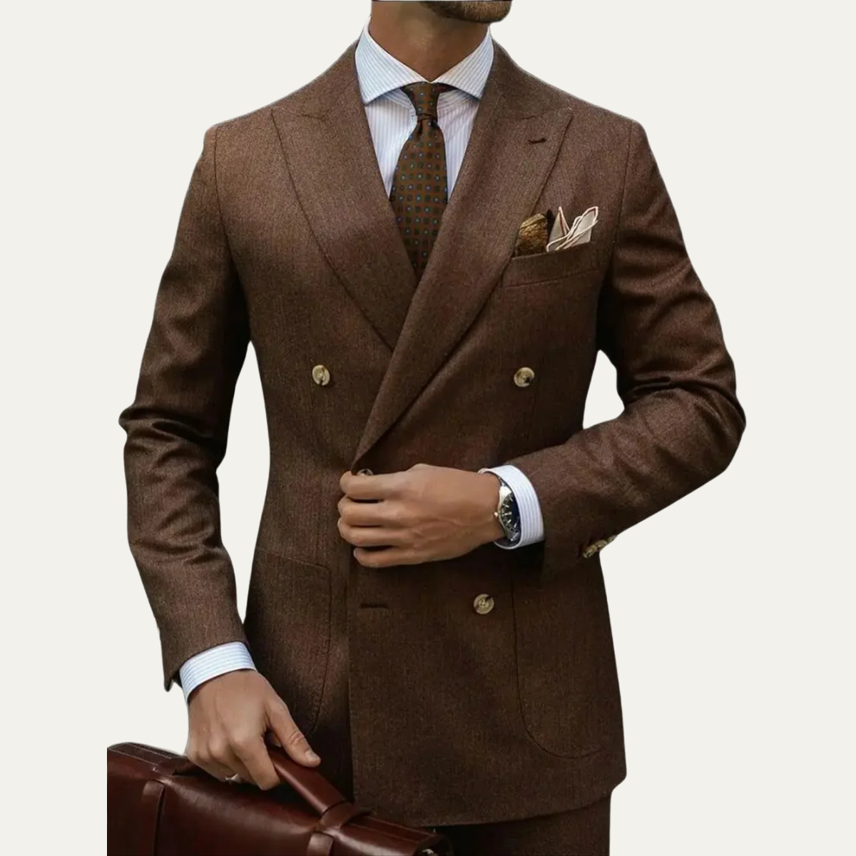 The Lampedusa Men's 2 Piece Tailored Business Suit - Brown