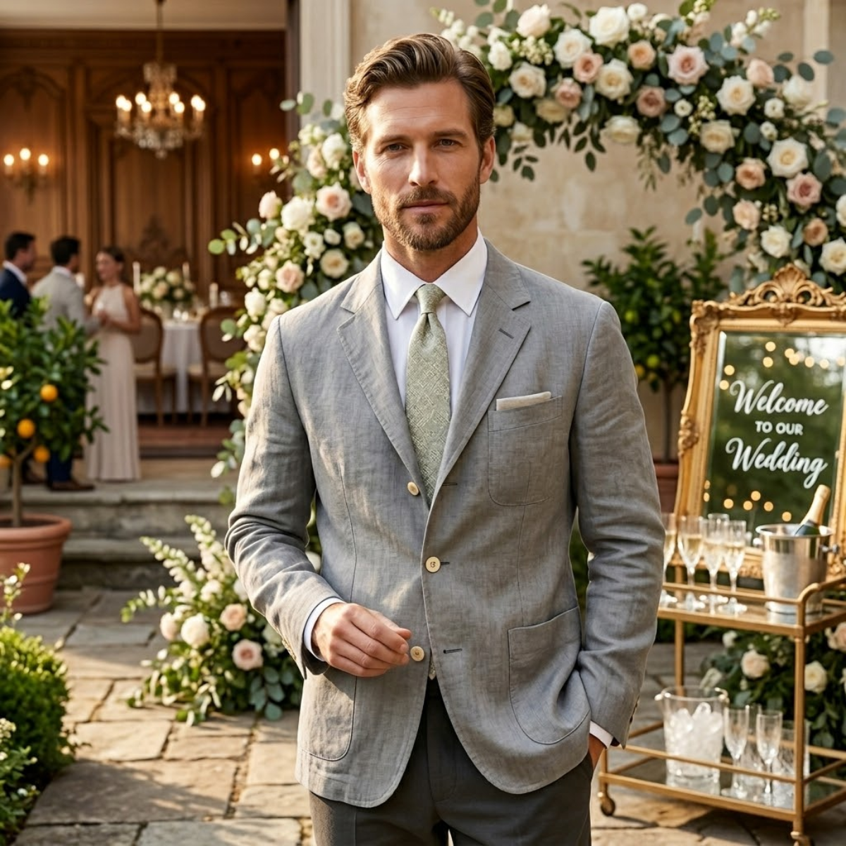 The Milan Men's Stylish Linen Jacket - Lightweight Blazer - Wedding Guest