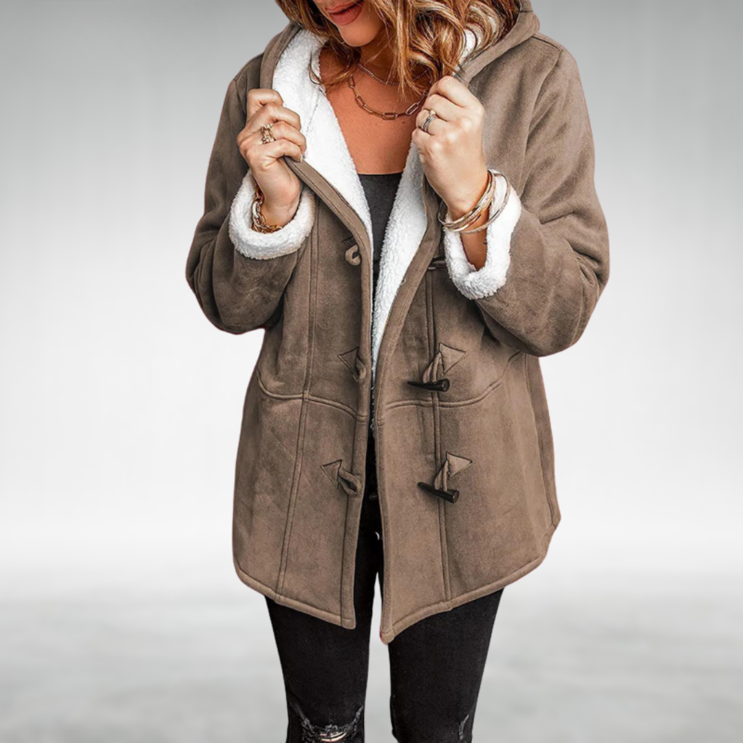 Women's Hooded Coat Lined with Fleece and Sherpa Interior