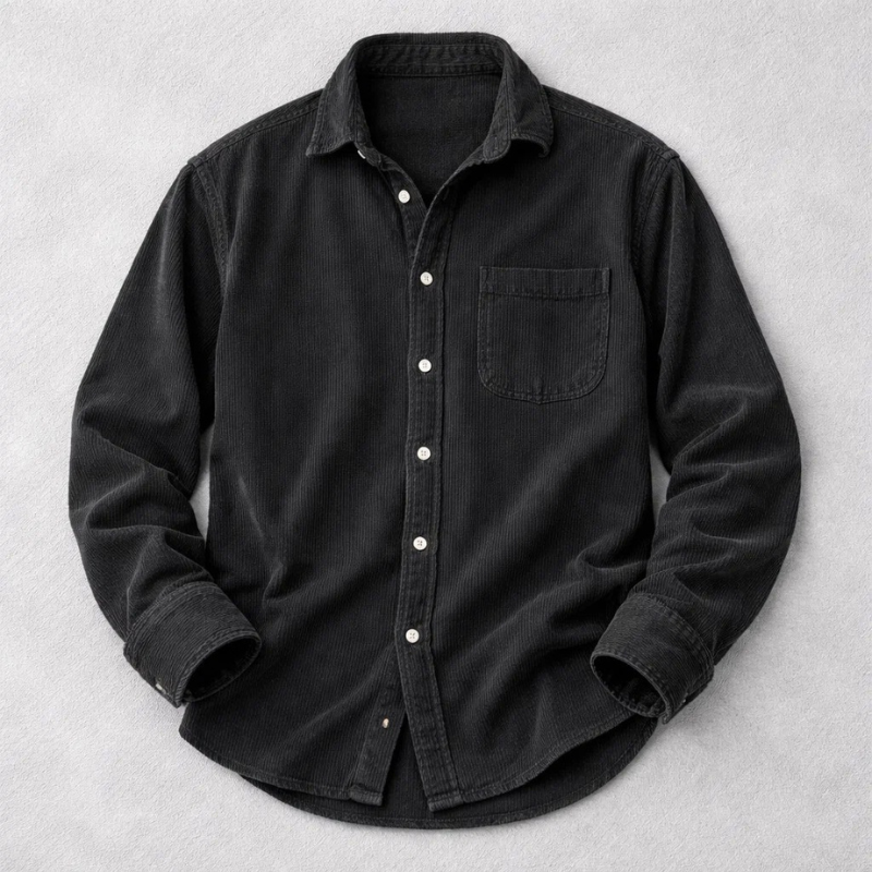 Ribbed Shirt with Chest Pocket for Men