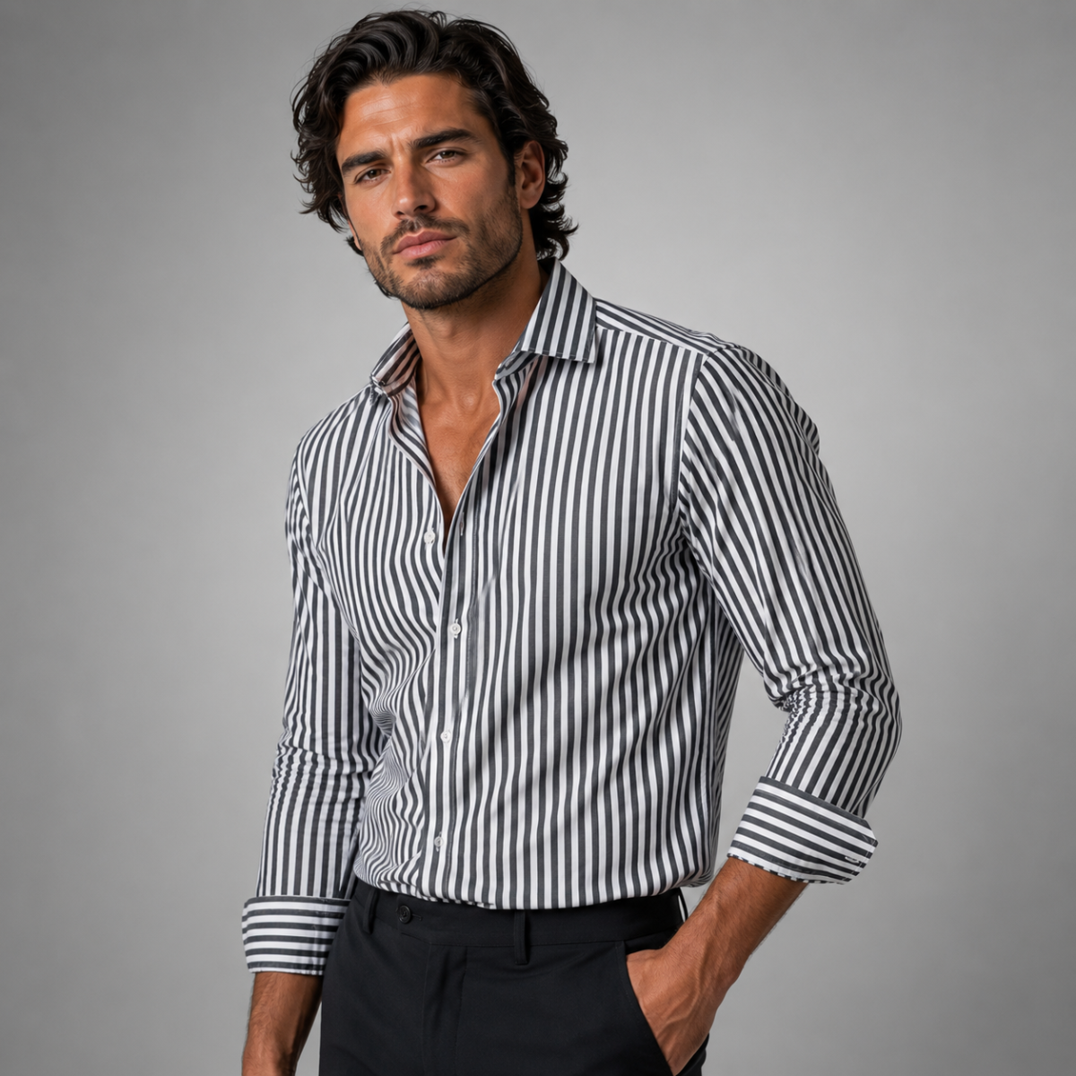 The Asheville Men’s Breathable Smart Fit Striped Linen Shirt