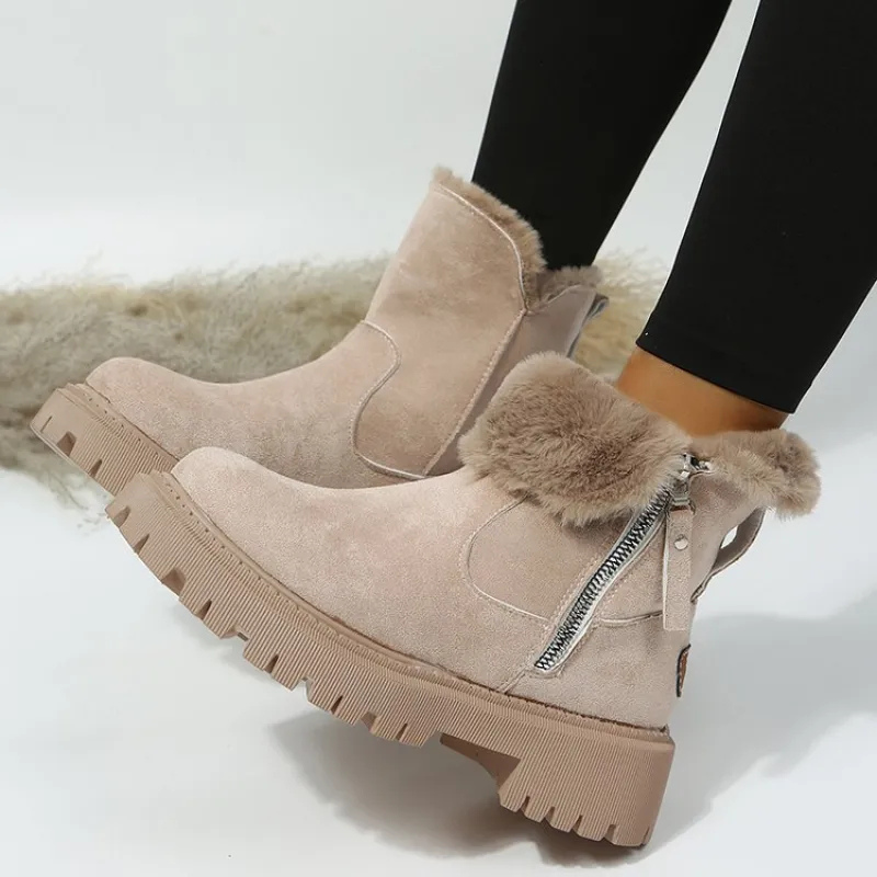 Ladies' Suede Boots with Fur Trim