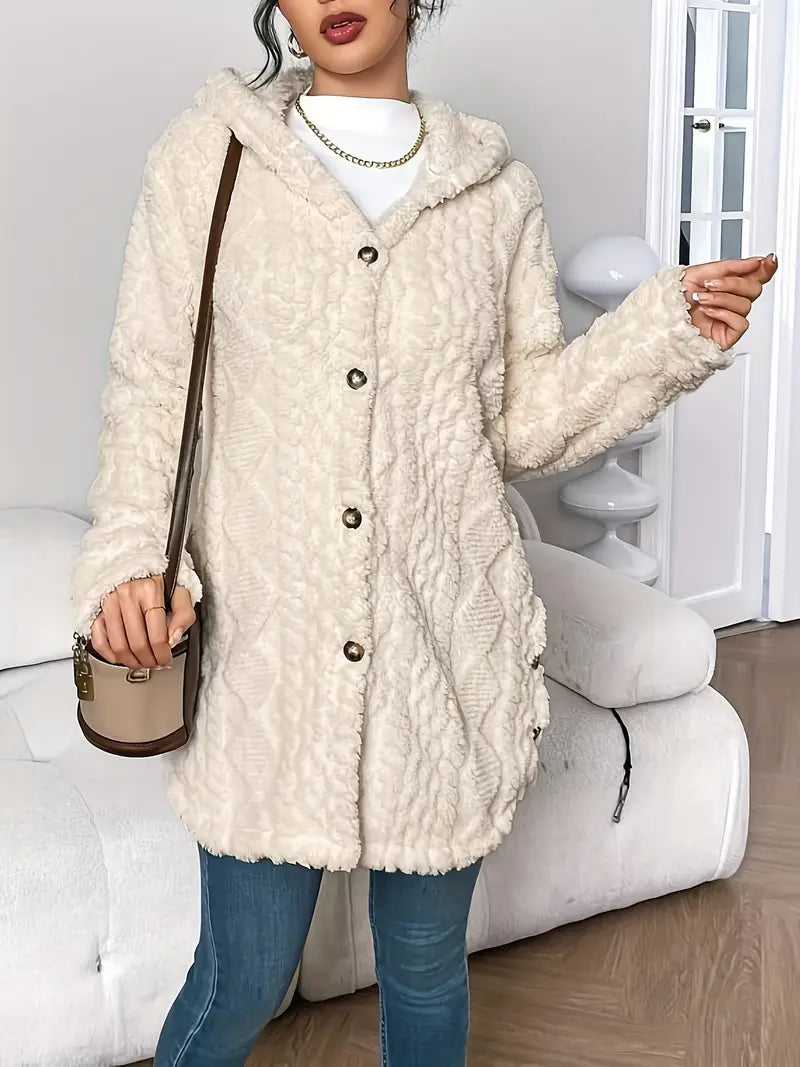 Women's Hooded Cable Knit Cardigan