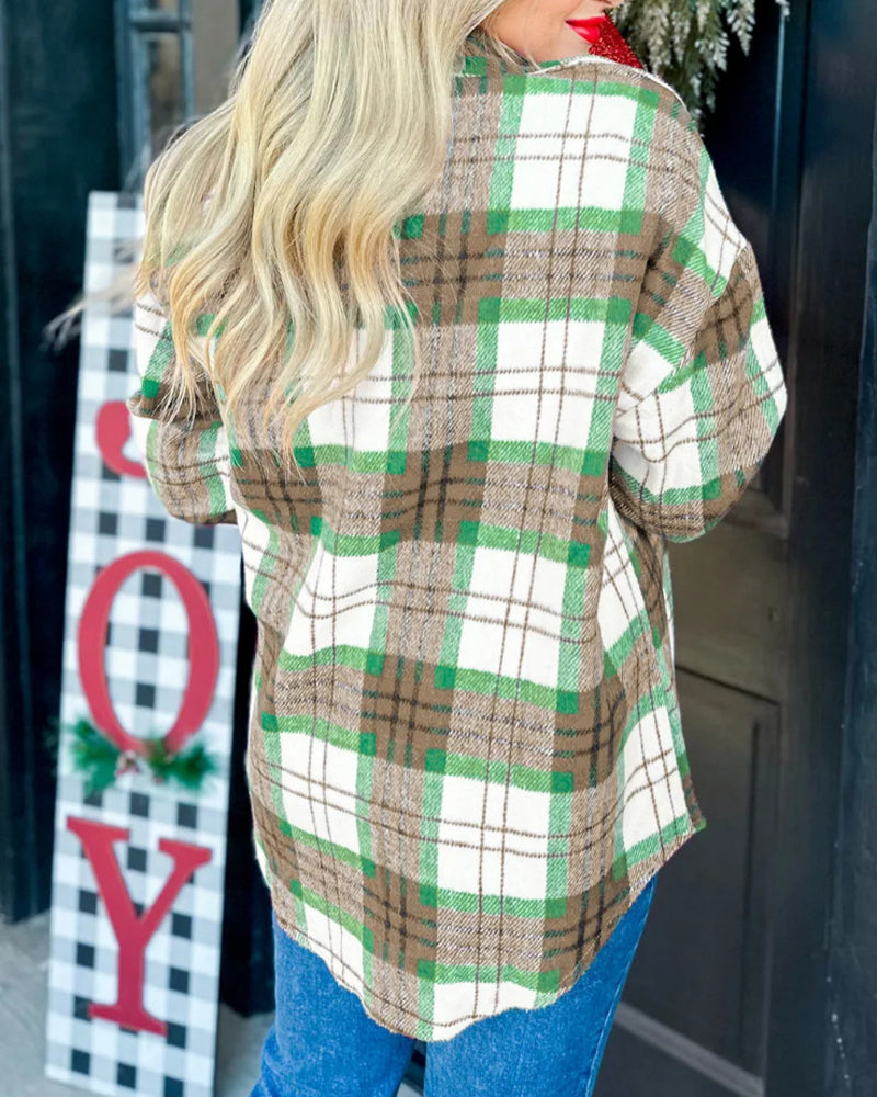 Relaxed Checkered Wool Coat