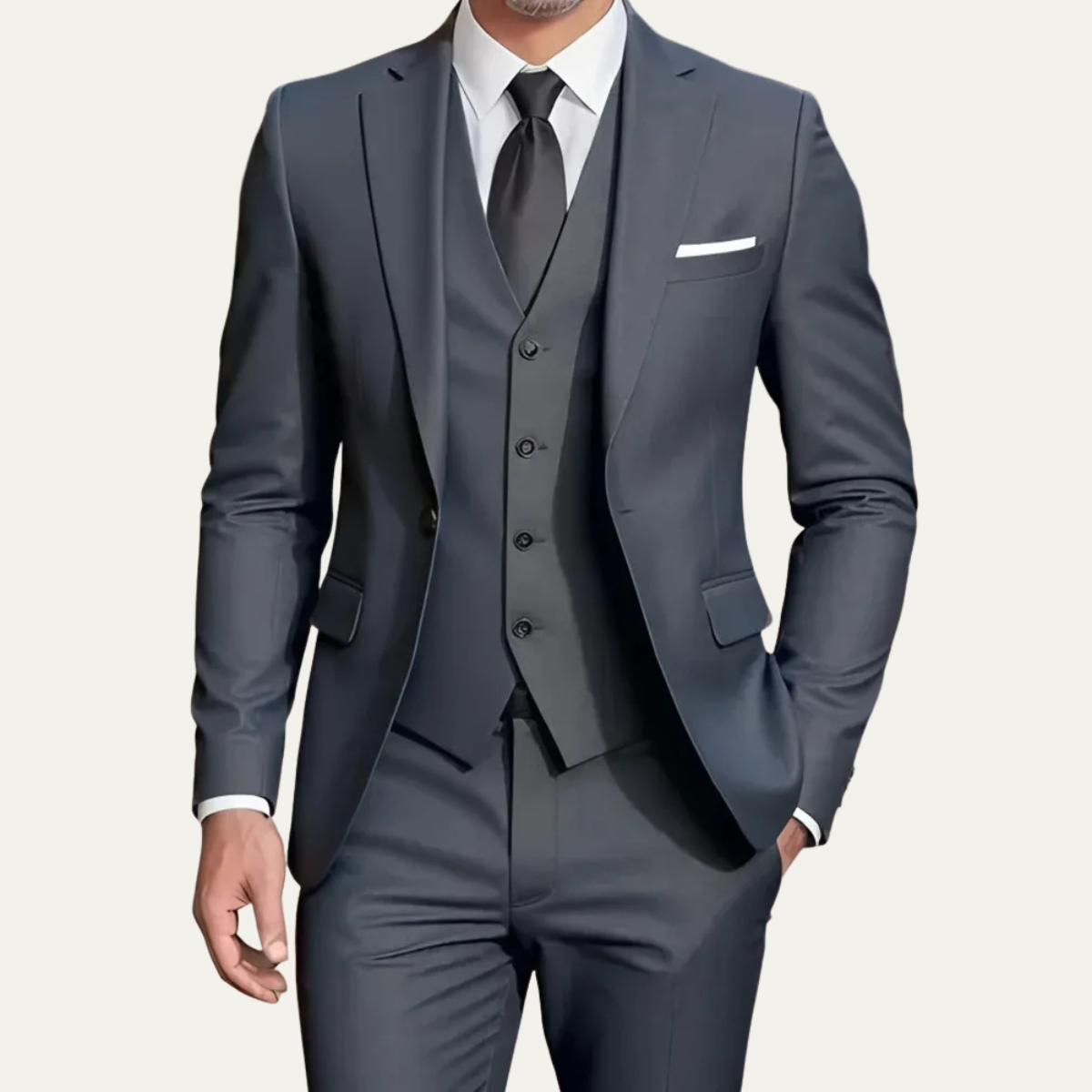 The Highgate Men’s Beige 3 Piece Slim Fit Formal Suit – Blazer, Waistcoat & Trousers