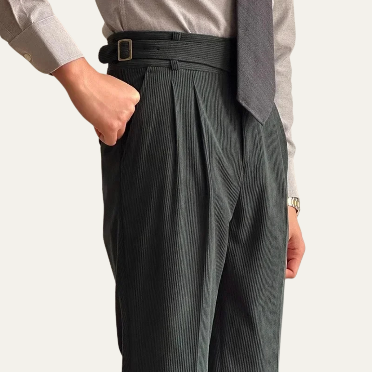 The Elmhurst Men’s Retro High Waist Pleated Trousers