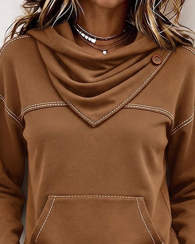 Layered Collar Pocket Detail Sweatshirt