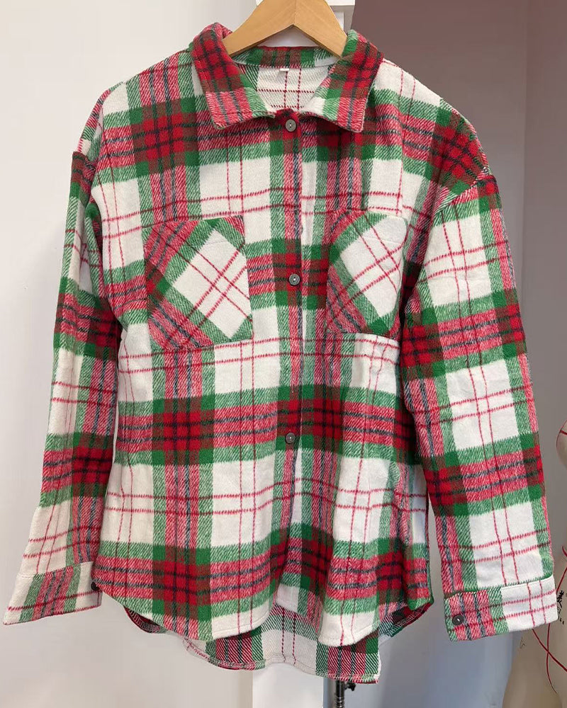 Relaxed Checkered Wool Coat