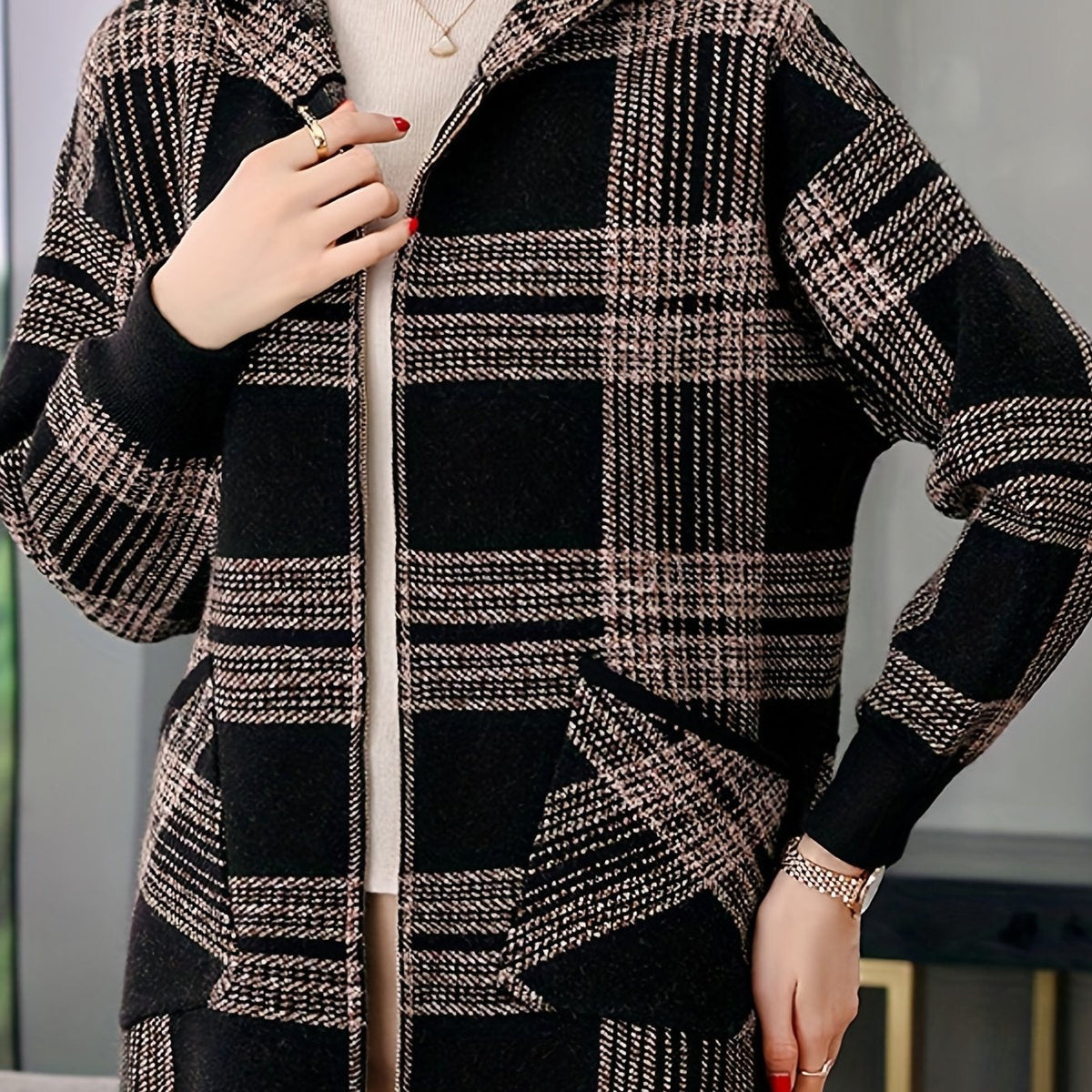 Delaney | Plaid Hooded Zip Jacket