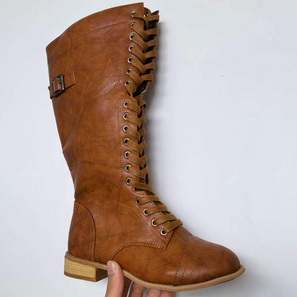 Orthopedic Insole Knee-High Lace-Up Boots
