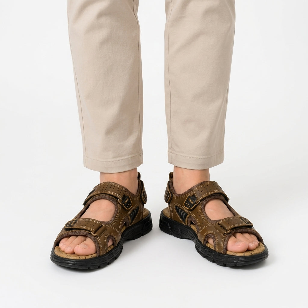 Comfort sandals with supportive footbed and adjustable fit for men