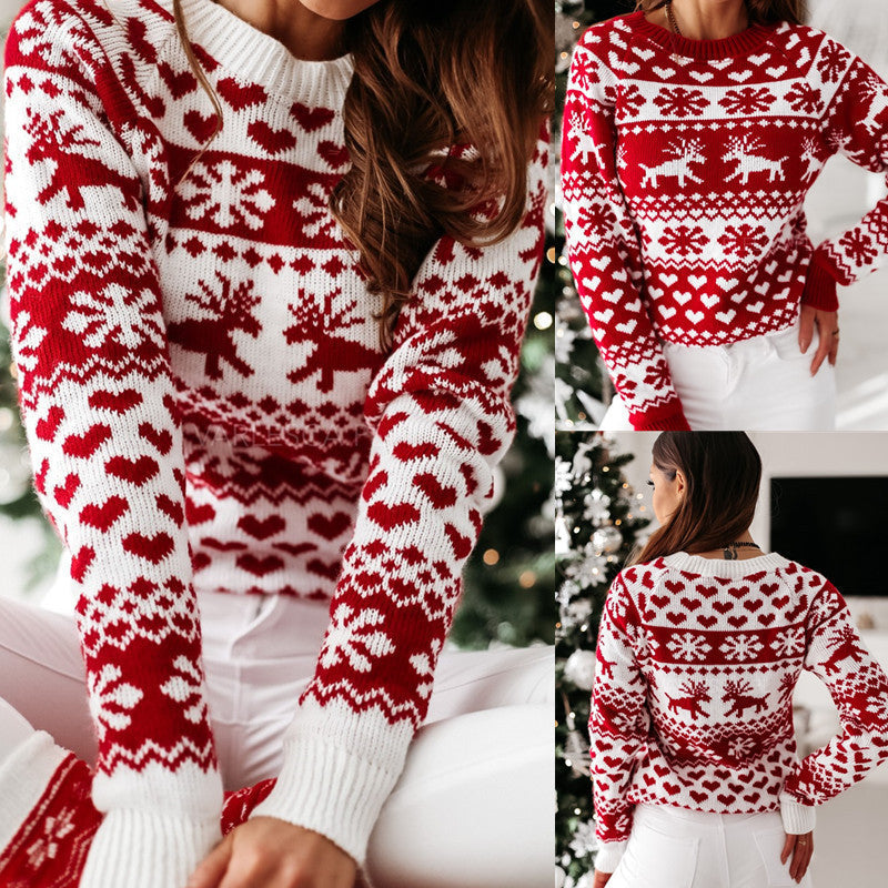Karin | Women's Soft Jacquard Christmas Sweater with Reindeer and Snowflake Design