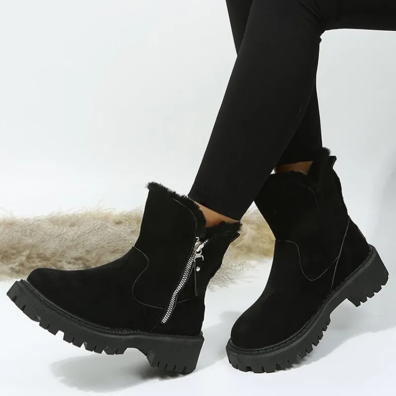 Ladies' Suede Boots with Fur Trim