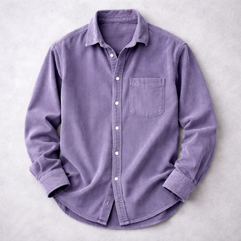 Ribbed Shirt with Chest Pocket for Men