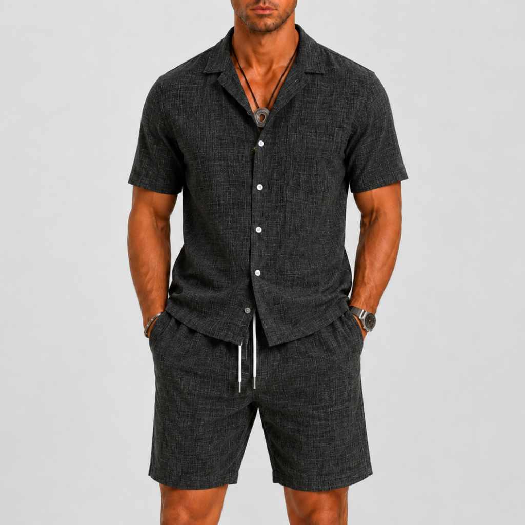 Men's Summer Set with Short Sleeves and Casual Shorts