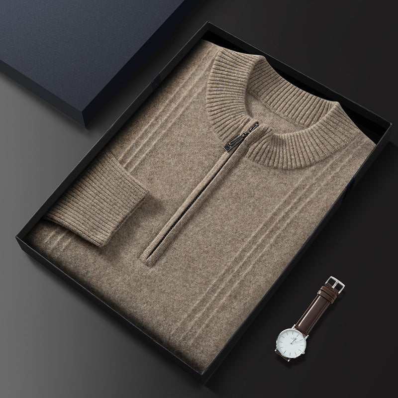 Wool Ribbed Half-Zip