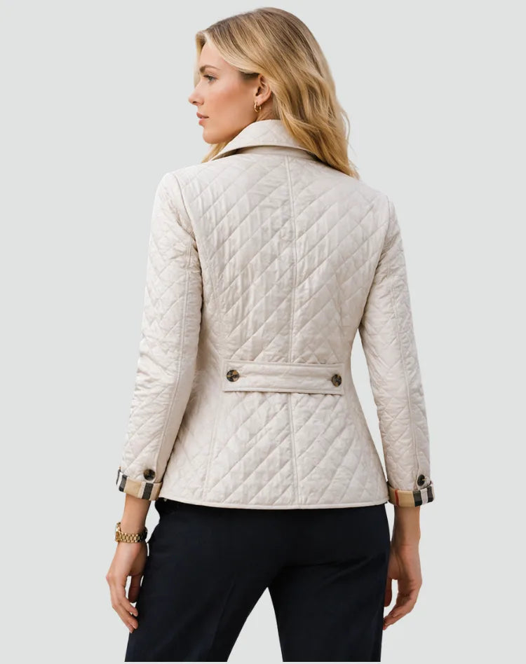 Quilted Women's Jacket with Check Pattern
