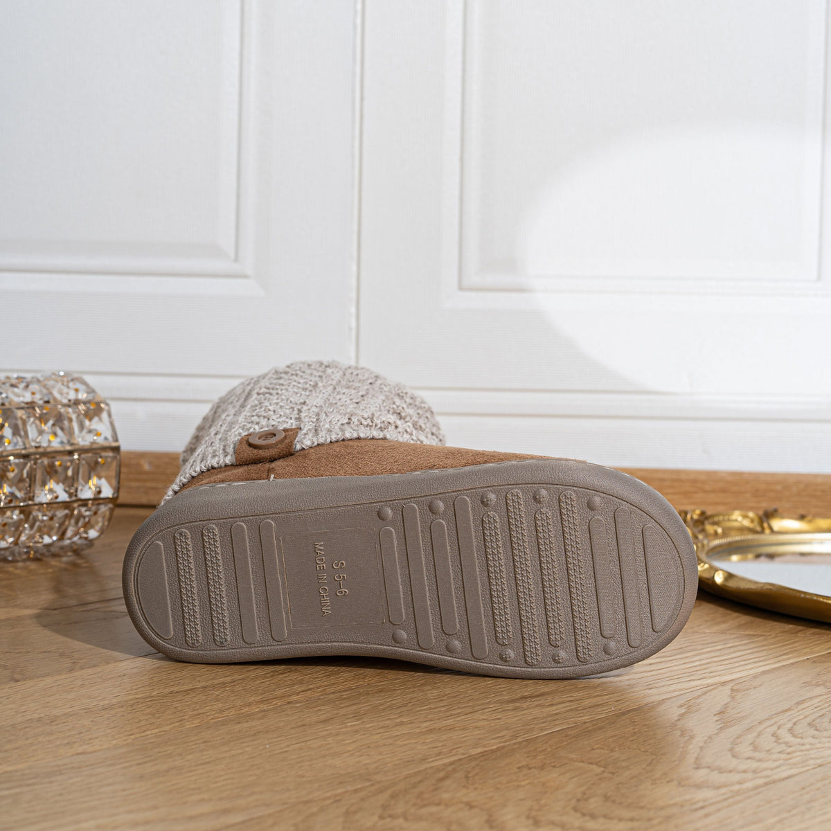Marnah | Cozy Knit-Cuff Slippers