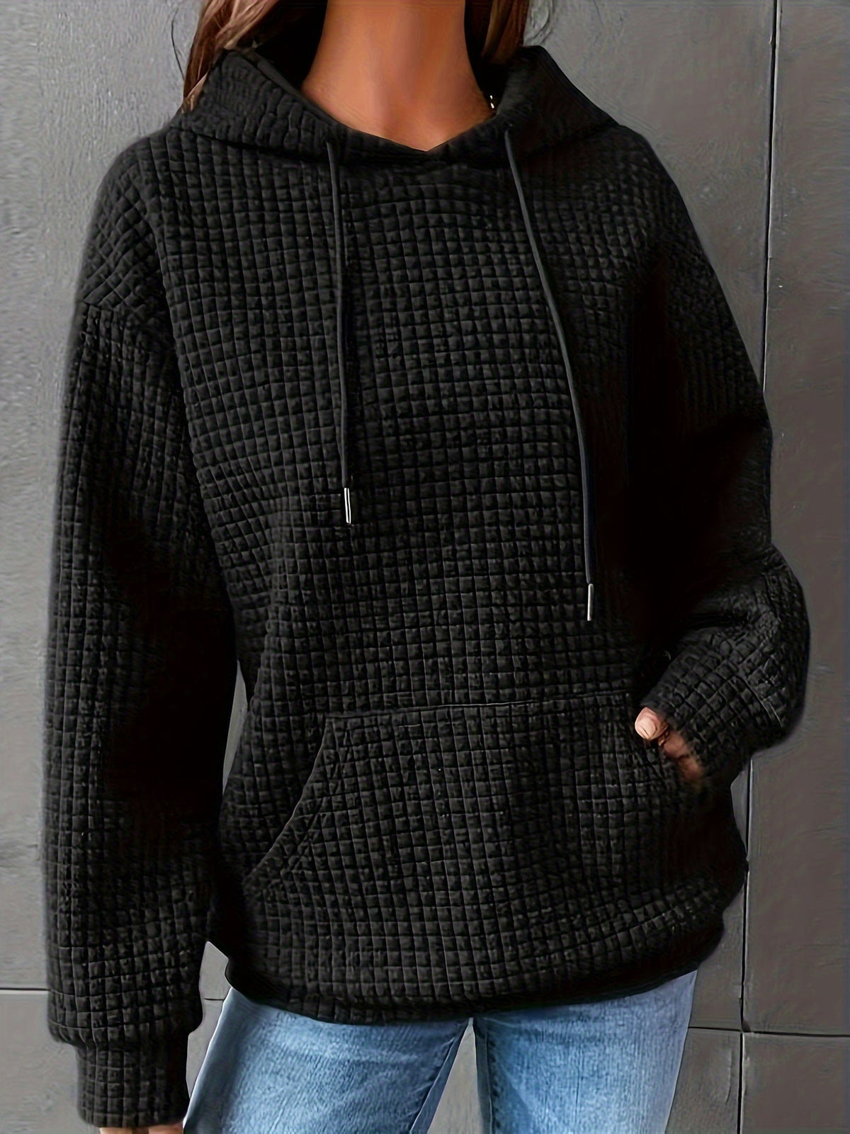 Women's Hooded Sweatshirt | Cozy Waffle Texture