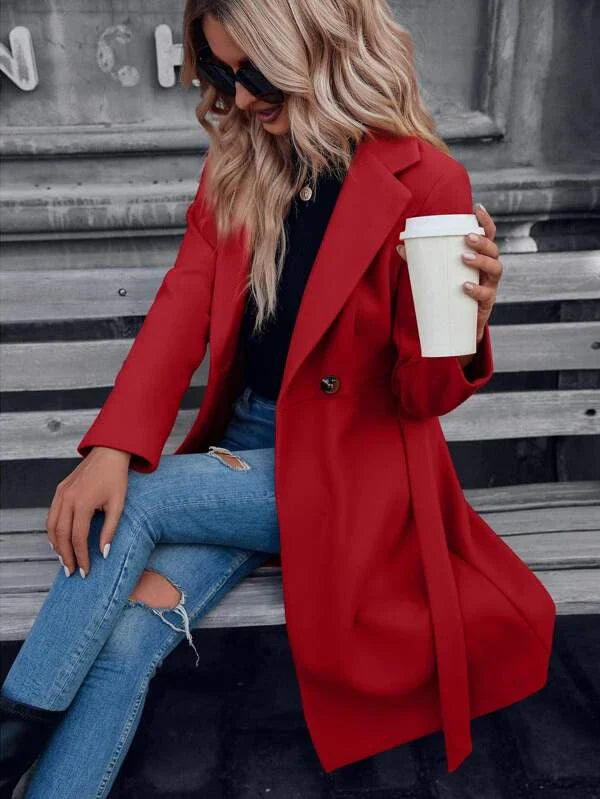Ladies' Regular Fit Padded A-Line Coat with Double Buttons
