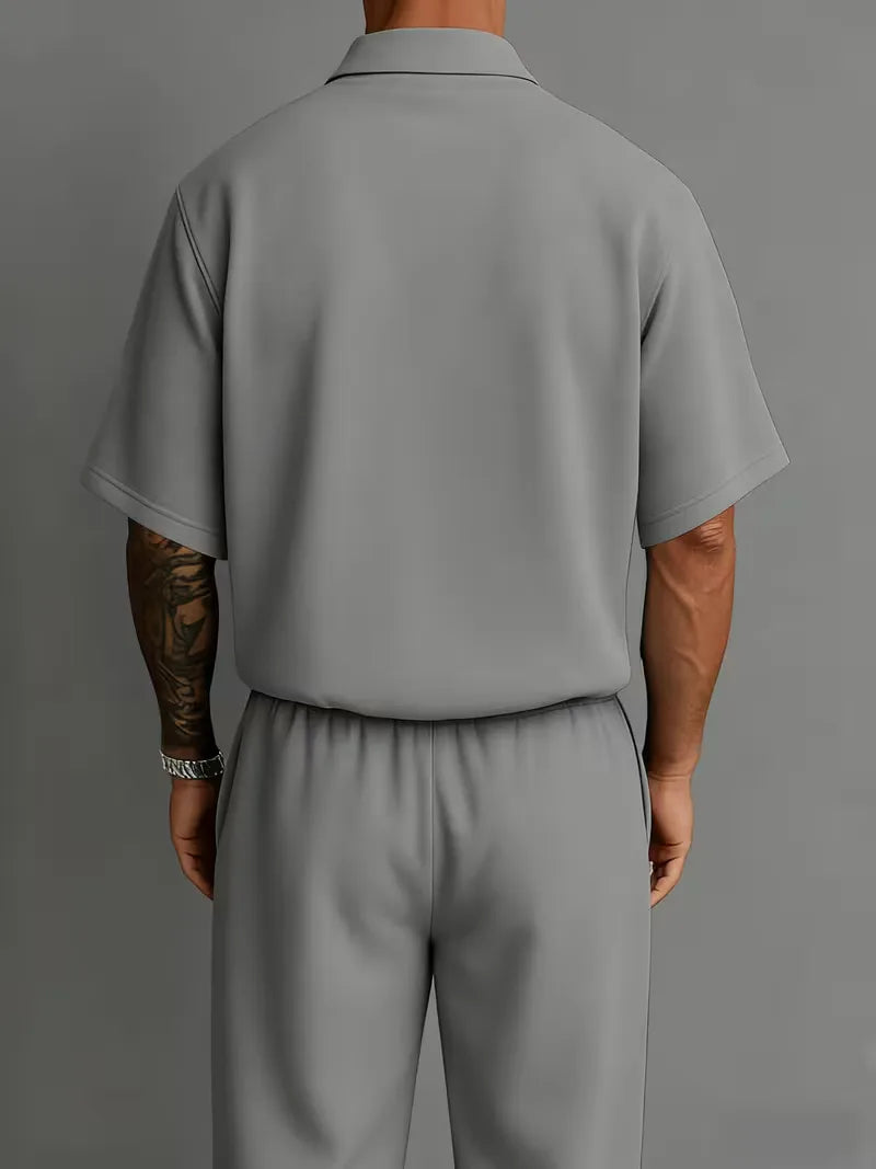 Men's Set with V-Neck and Straight Trousers