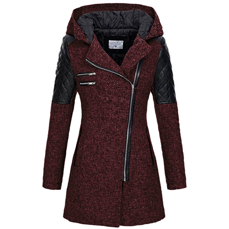 Asymmetrical Zip-Up Hoodie Coat for Women