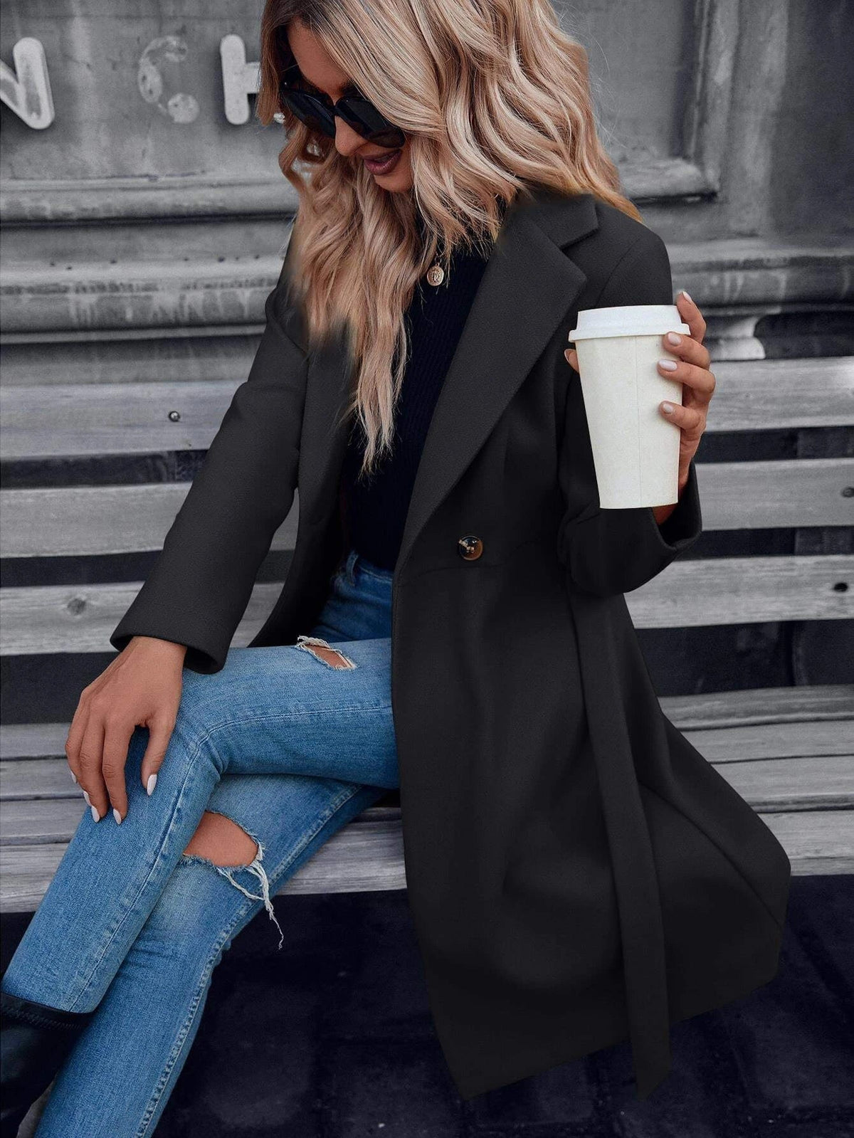 Ladies' Regular Fit Padded A-Line Coat with Double Buttons