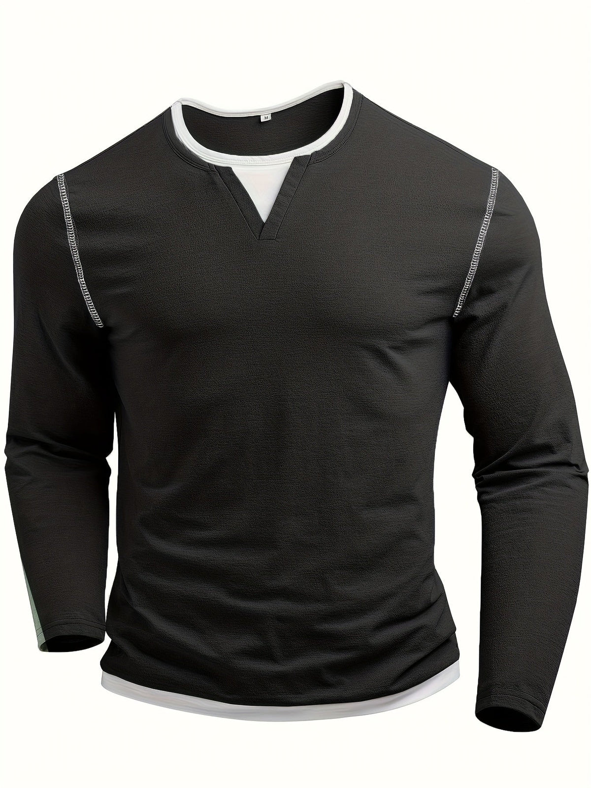 Beckett | Notch-Neck Henley Shirt with Contrast Stitching