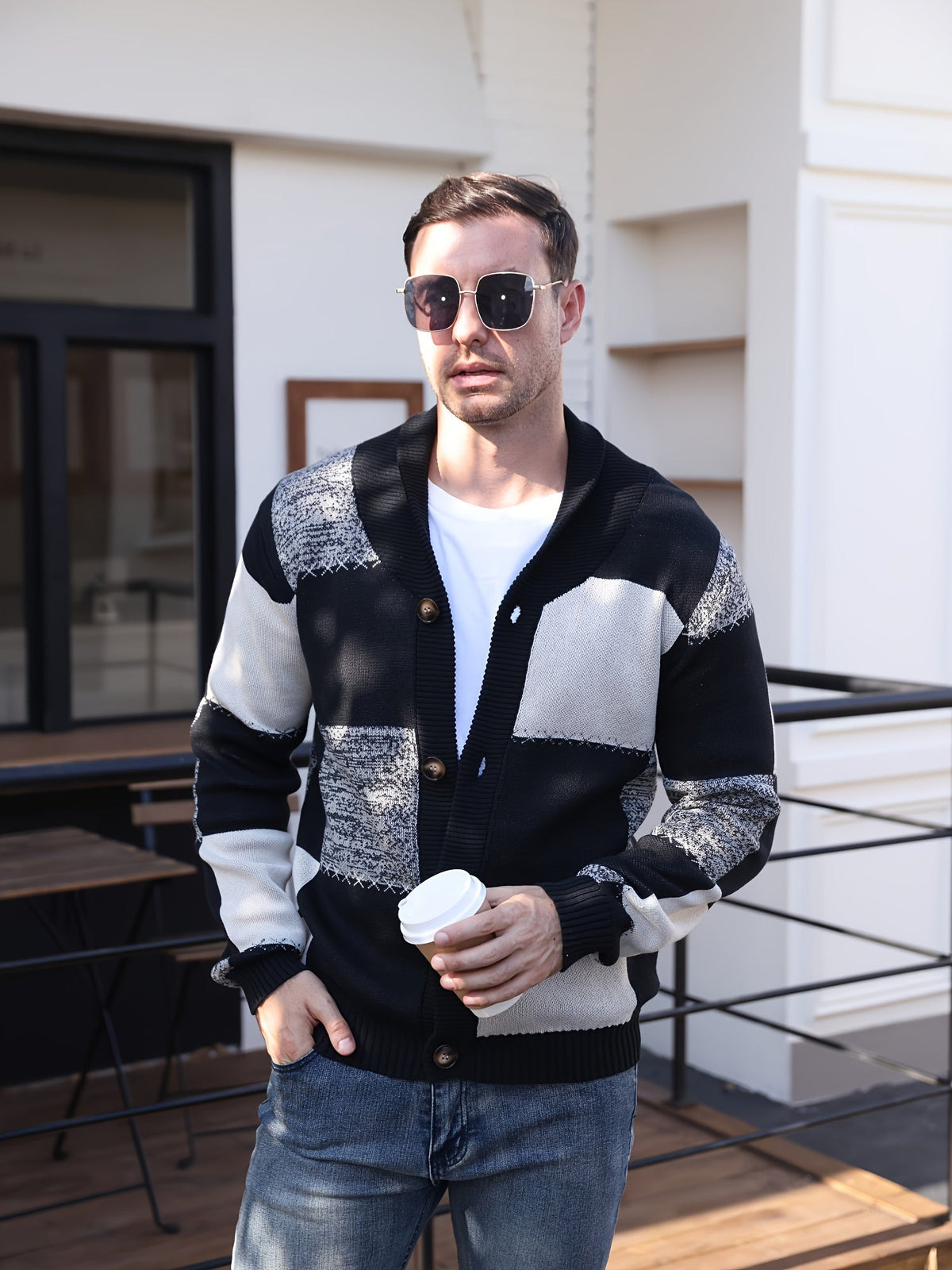 Callahan | Color-Blocked Button-Up Sweater