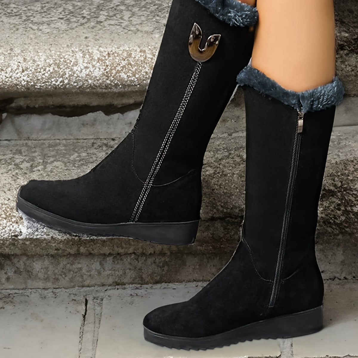 Annalise | Mid-Calf Boots with Luxurious Fur Trim