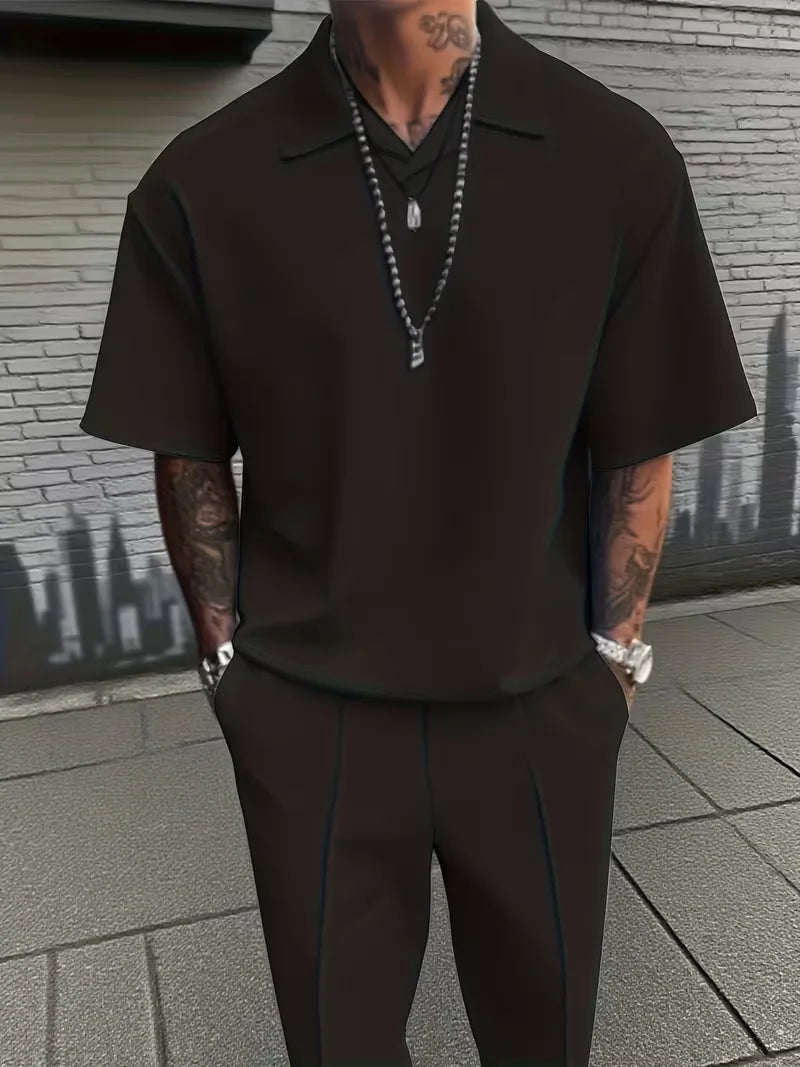 Men's Set with V-Neck and Straight Trousers
