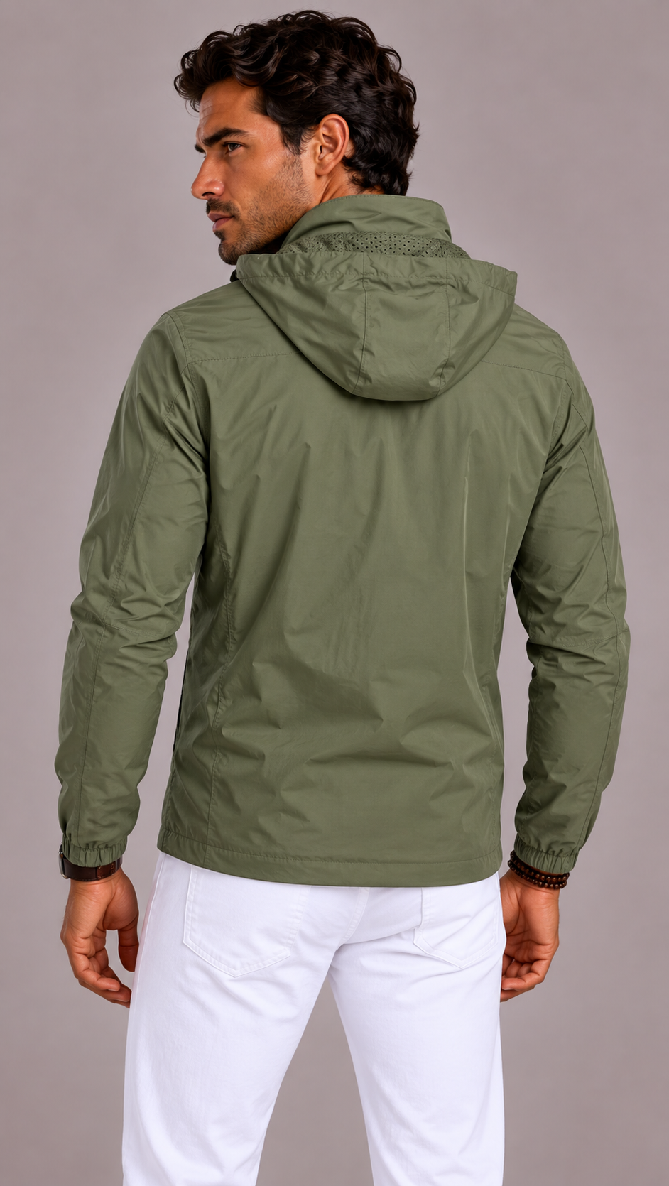 Men's Waterproof Jacket with Hood and Zip Pockets