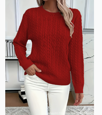 Anna | Soft and Elegant Round Neck Cable Knit Jumper