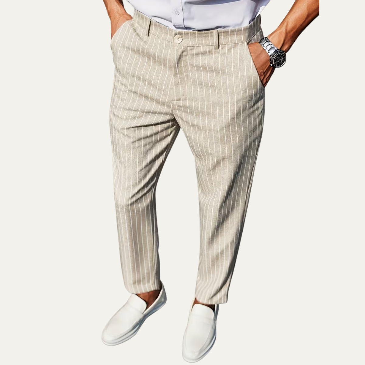 The Coolangatta Men’s Vertical Stripe Tailored Smart Dress Trousers