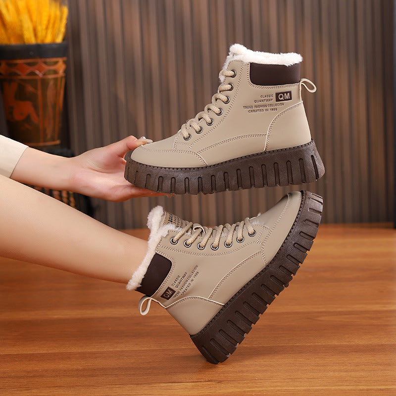 Anna | Women's Lace-Up Ankle Boots with Fleece Lining – Flat Winter Footwear in Two Colors