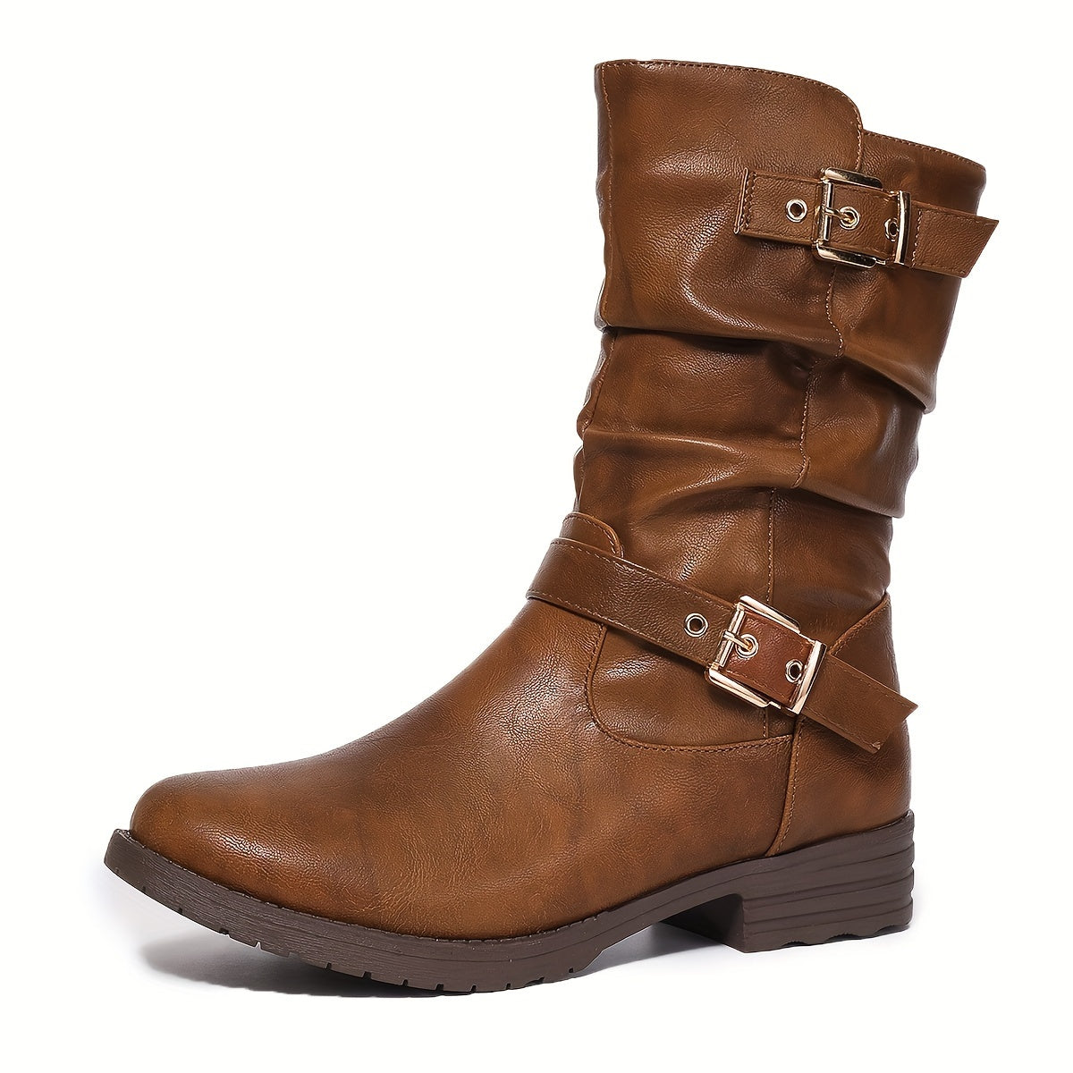 Margaux | Mid-Calf Slouch Buckle Boots