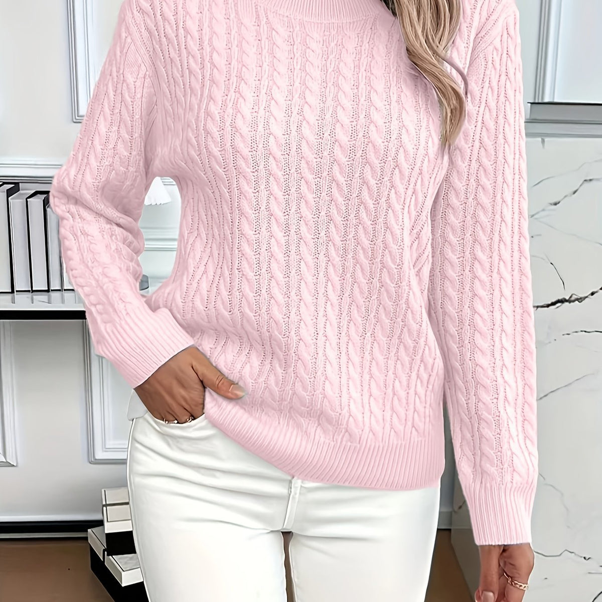 Anna | Soft and Elegant Round Neck Cable Knit Jumper