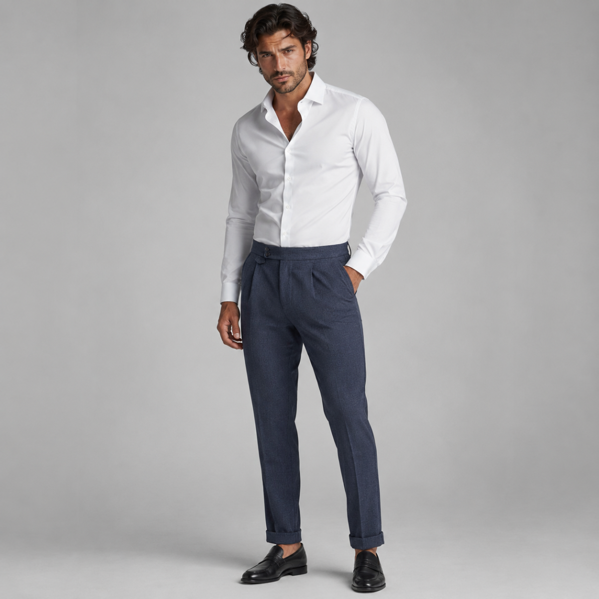 The Hobart Men’s Tailored High-Waisted Pleated Dress Trousers