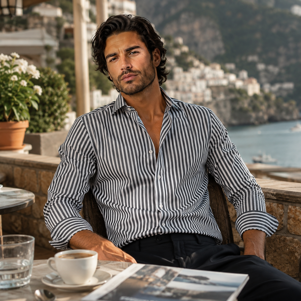 The Asheville Men’s Breathable Smart Fit Striped Linen Shirt