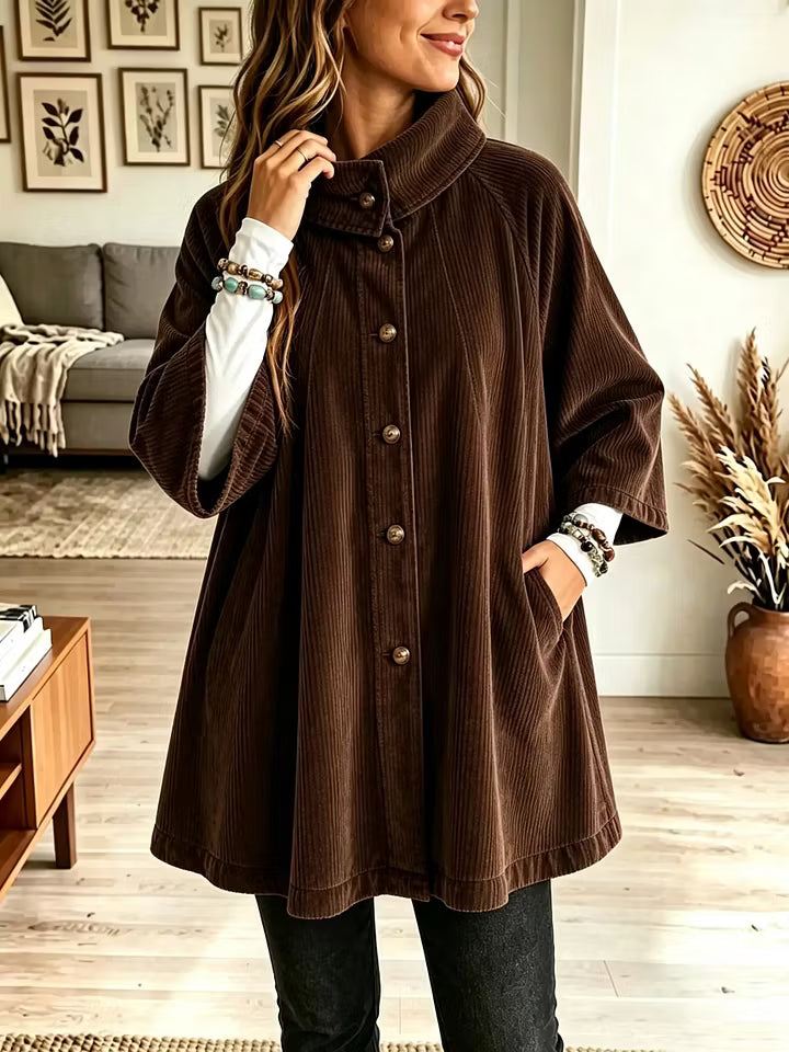 Women's Oversized Corduroy Cape Coat