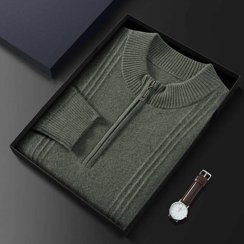 Wool Ribbed Half-Zip