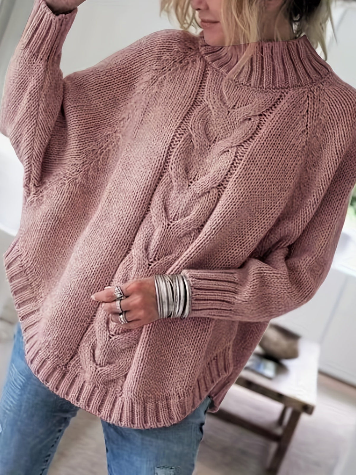 Women's Ribbed Pullover with Flared Hem