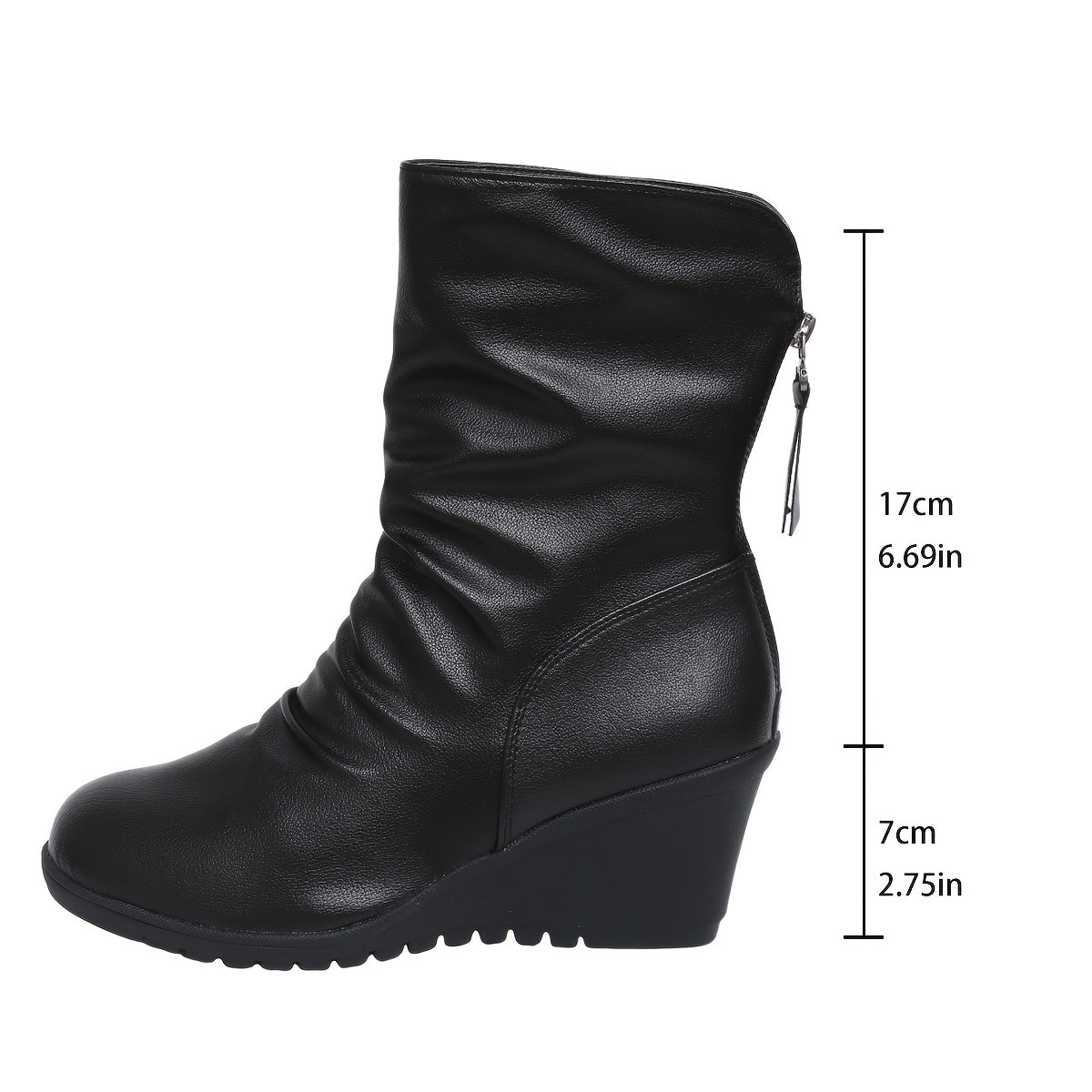 Ivy | Gathered Wedge Ankle Boots